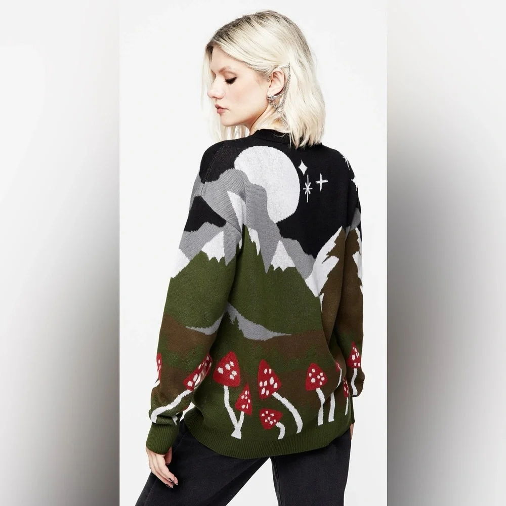 Disturbia Faraway Mock Neck Knit Sweater Green New Size Medium - Picture 2 of 5